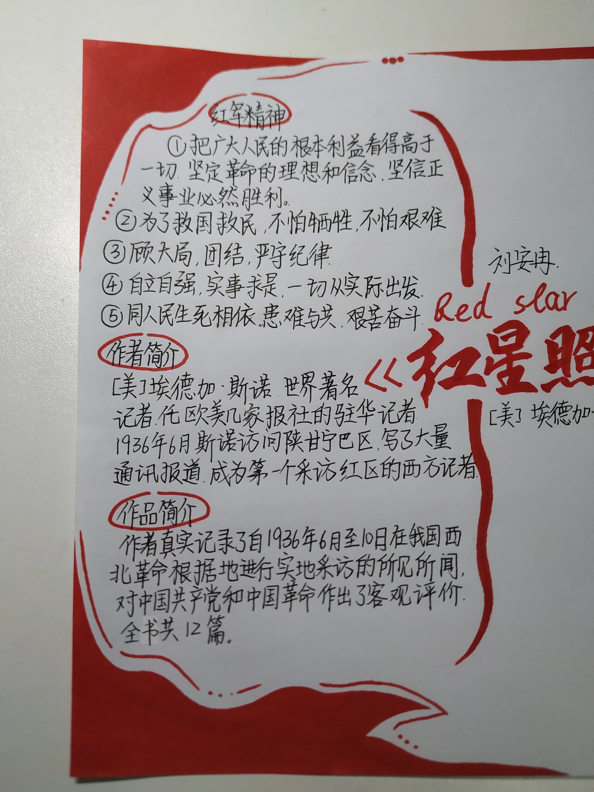 红星照耀中国 思维导图 手抄报