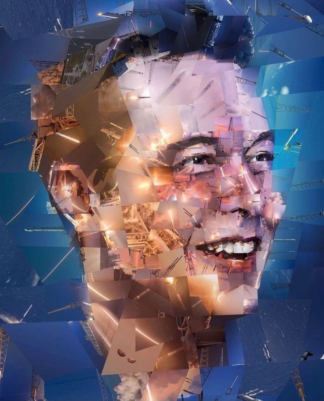 马斯克的神奇头像 这是一张特别的马斯克拼图画像.