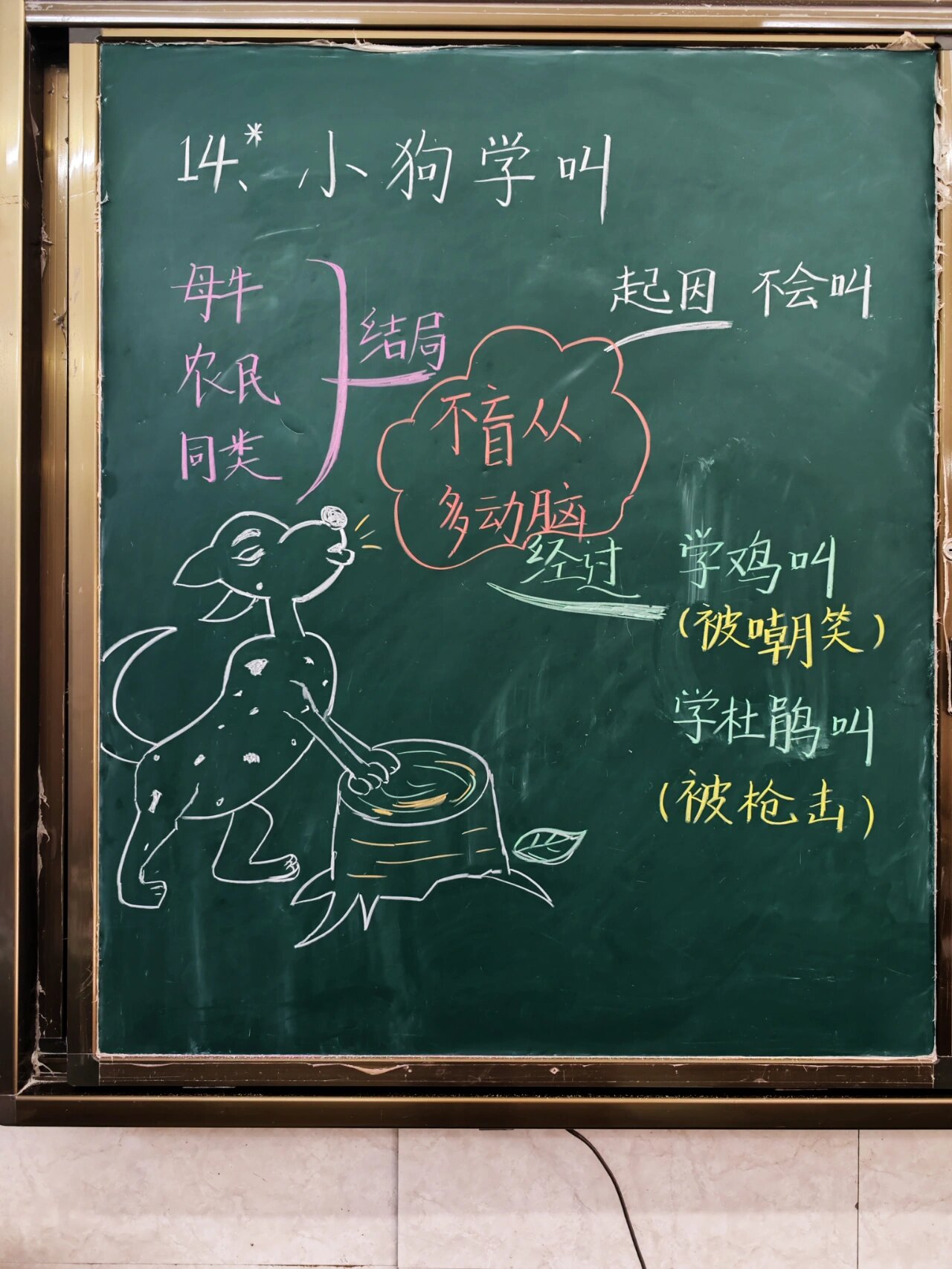 三上《小狗学叫》板书