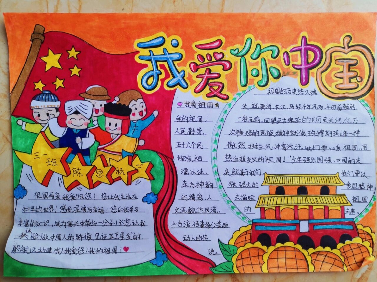 我爱你中国手抄报