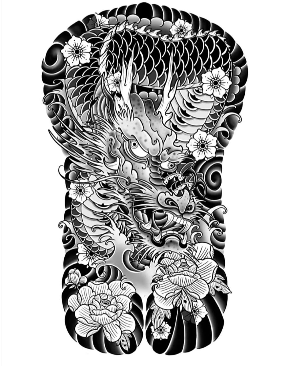 纹身手稿图案.后背纹身.刺青图   今日分享最新纹身手稿