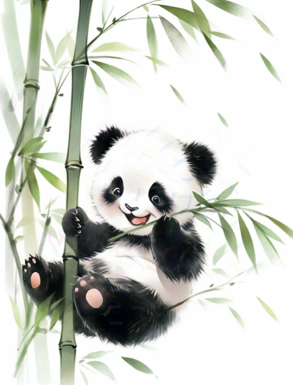 竹林中嬉戏的熊猫