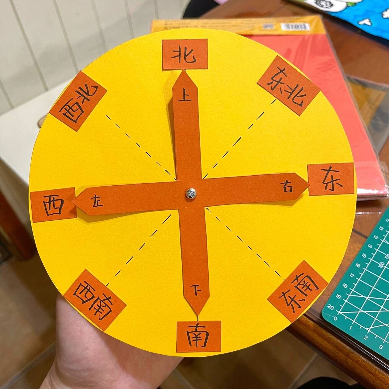 二年级数学东南西北方向板制作教程 11566用圆规画一个直径18.