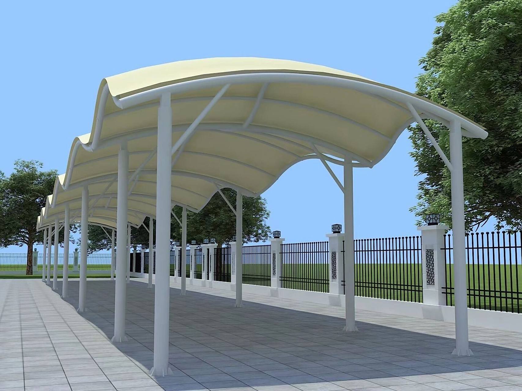 膜结构设计安装 膜结构走廊,膜结构车棚, 张拉膜结构工程设计安装.