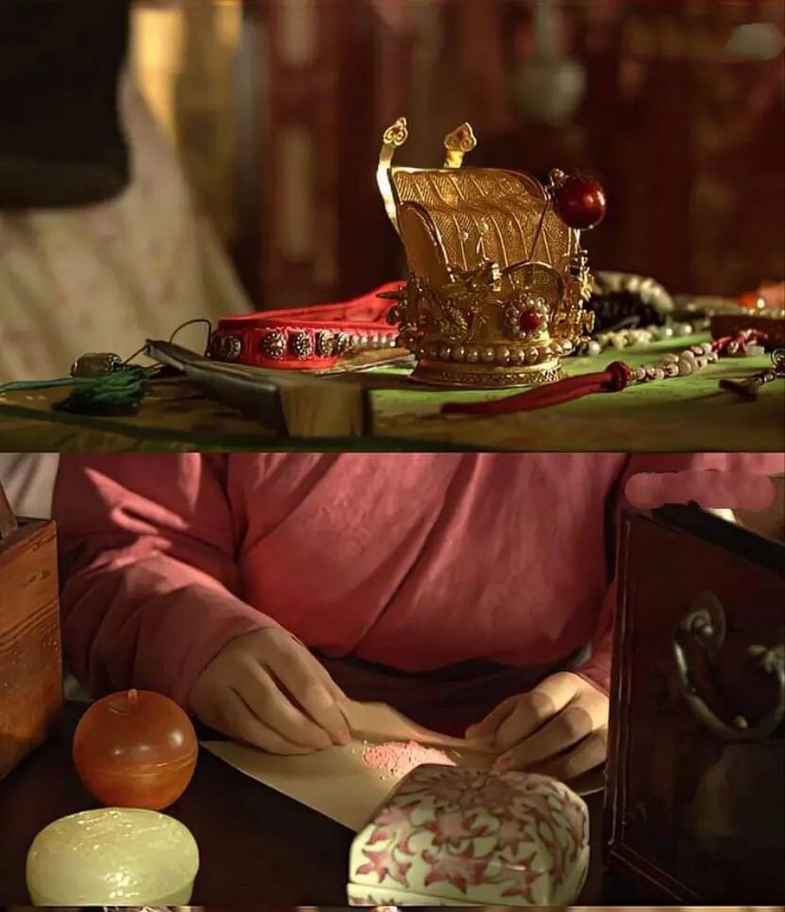 ①平儿理妆 ②芳官洗头 ③湘云梳妆(两腮作痒,起杏斑癣) ④晴雯跌扇