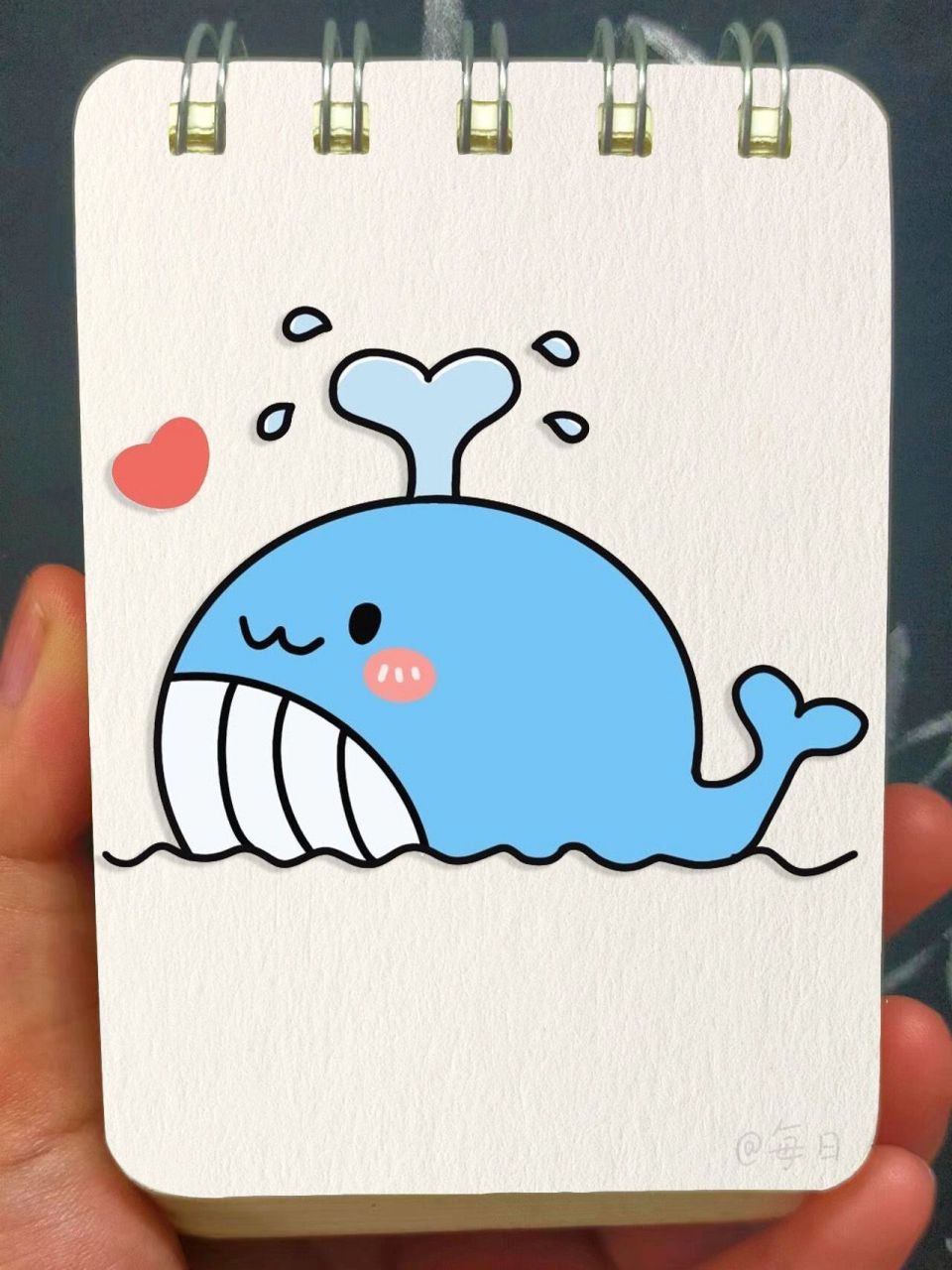 简笔画教程—喷水的小鲸鱼 可爱喷水的小鲸鱼快来画吧!