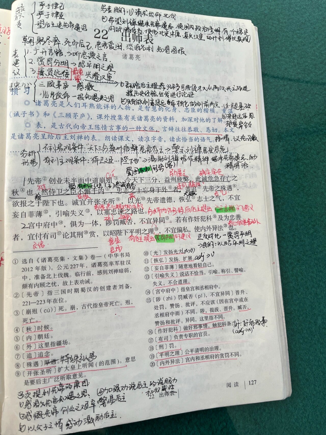 九下语文23课《出师表》笔记