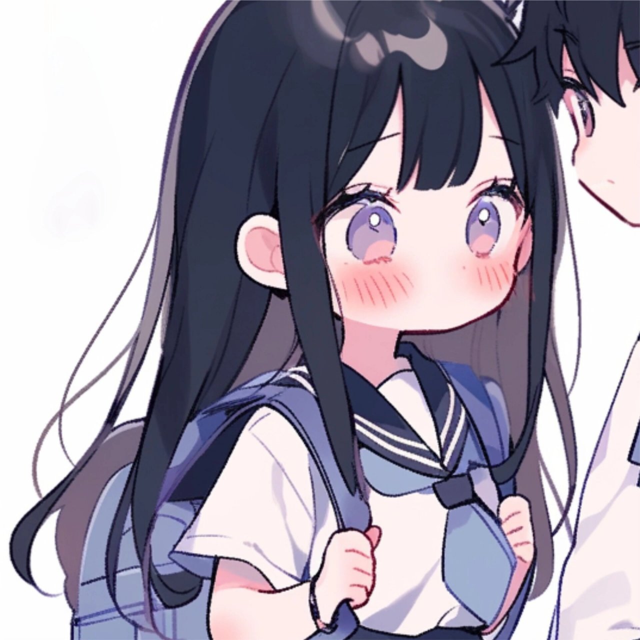 【首发】动漫情侣头像|她脸红了 midjourney绘制 ps改良 搬运请标明