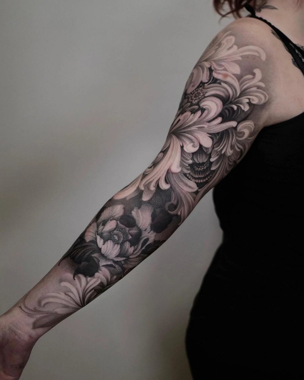 推荐纹身黑白花臂纹身素材 北京纹身