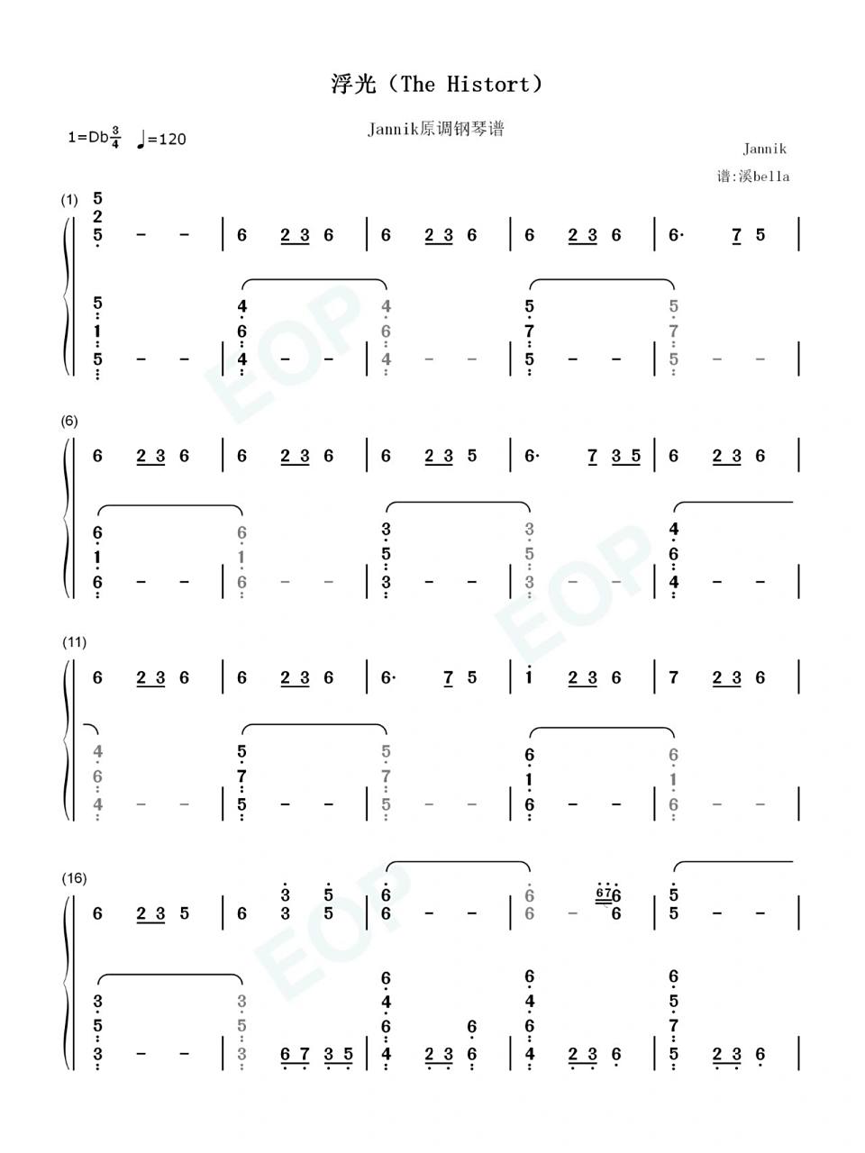 浮光 the history-jannik简谱己上线 236260 一春一秋,如诗如歌