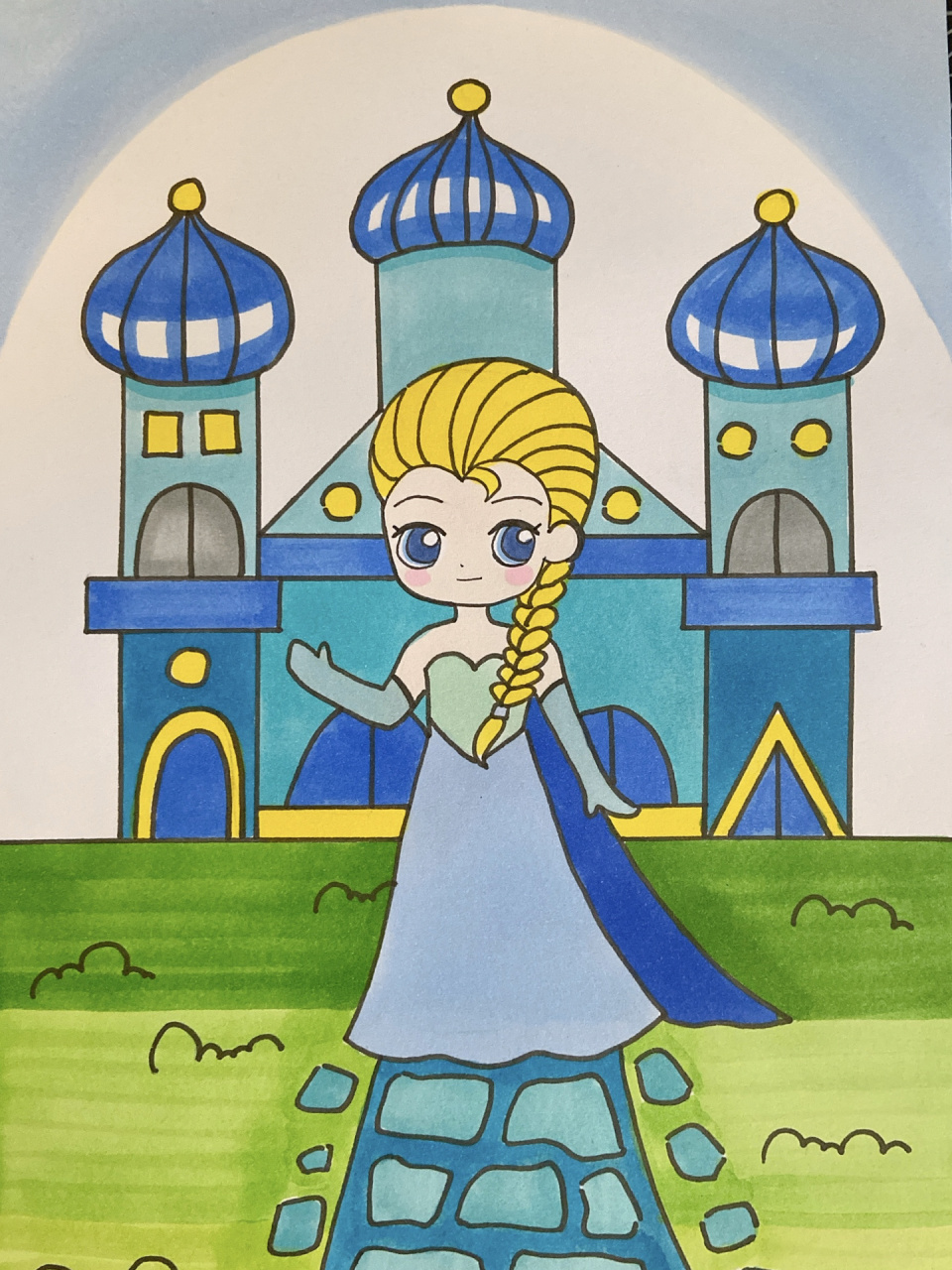 爱莎城堡简笔画女王图片