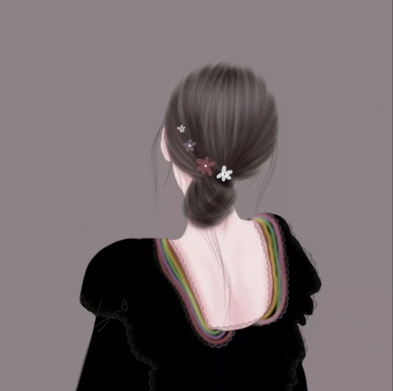 超美女生美背头像