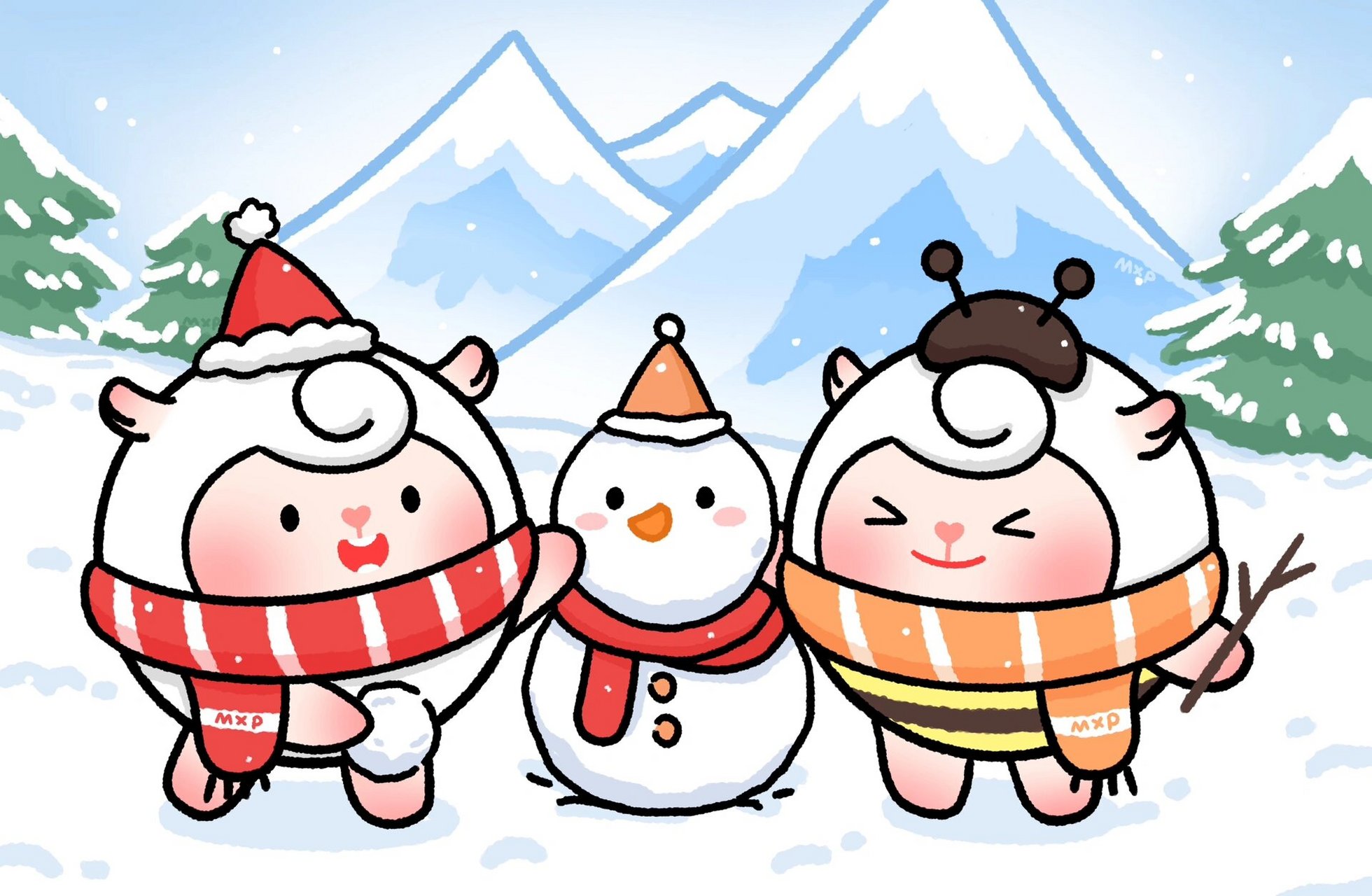 蛋仔双排头像|小羊陪你过冬天7615 是一组双人头像77壁纸～ 可