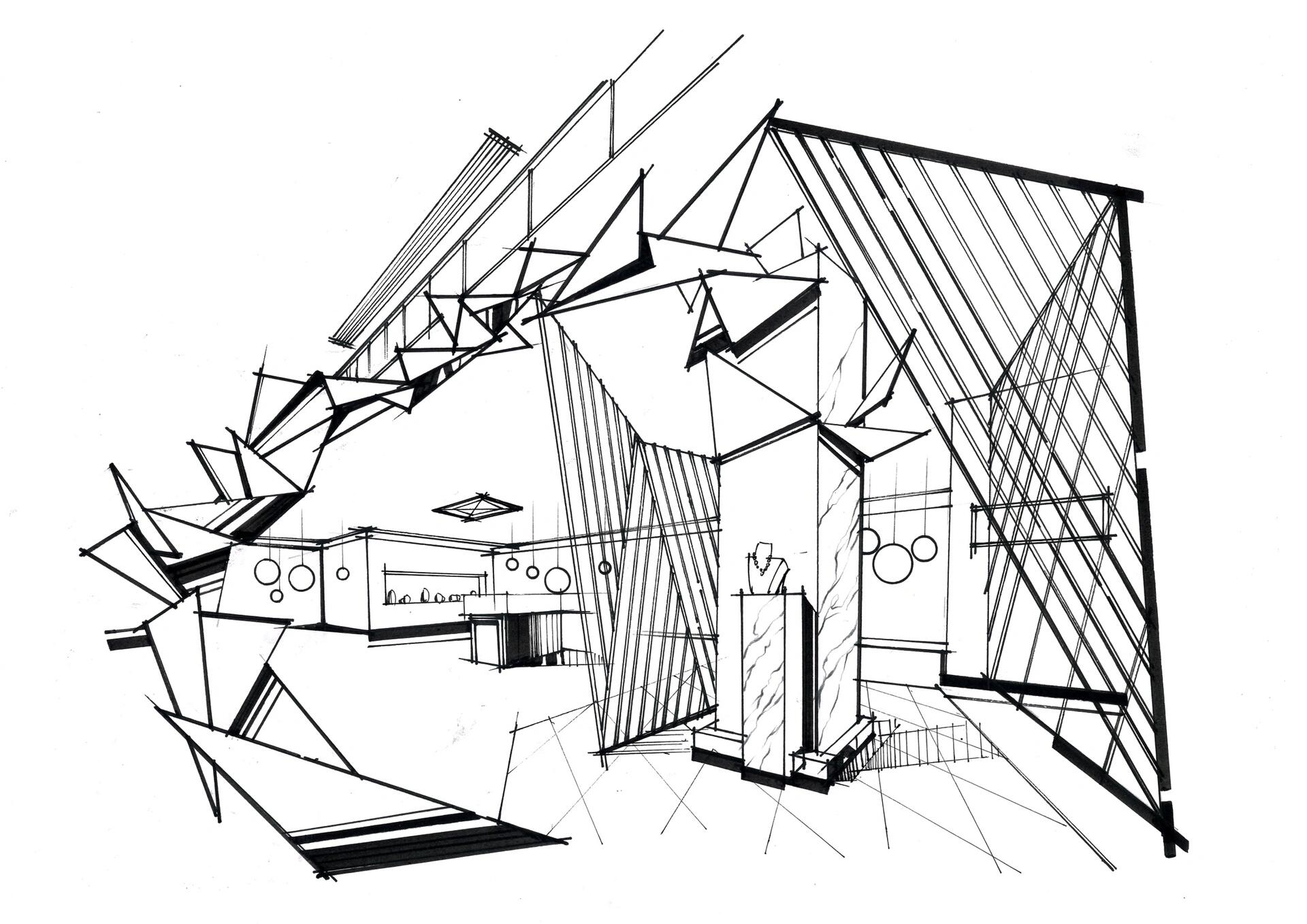 小型商业展示空间手绘效果图 好久没更新了,冒个泡