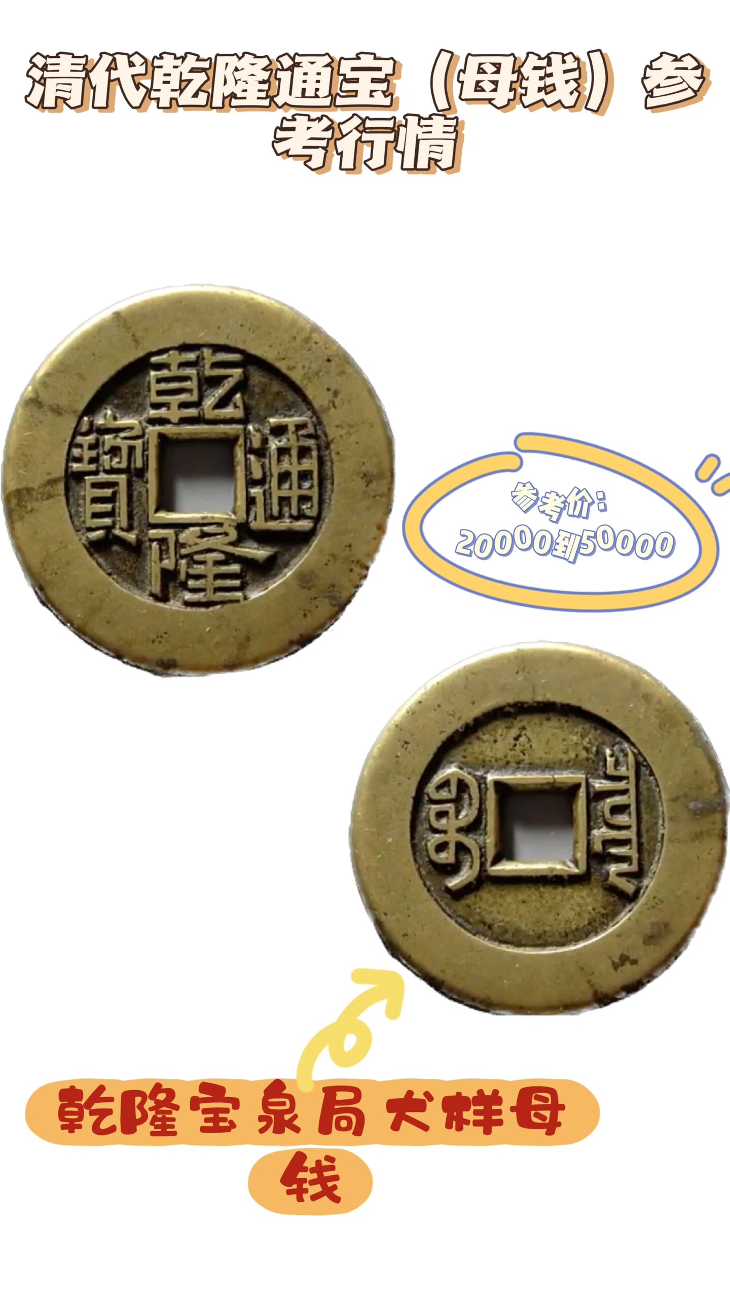 清代乾隆通宝(母钱)参考行情