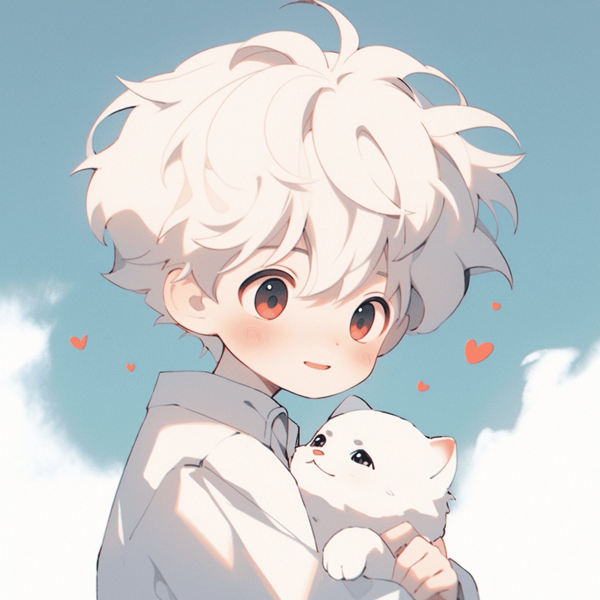 抱猫猫的可爱男孩头像