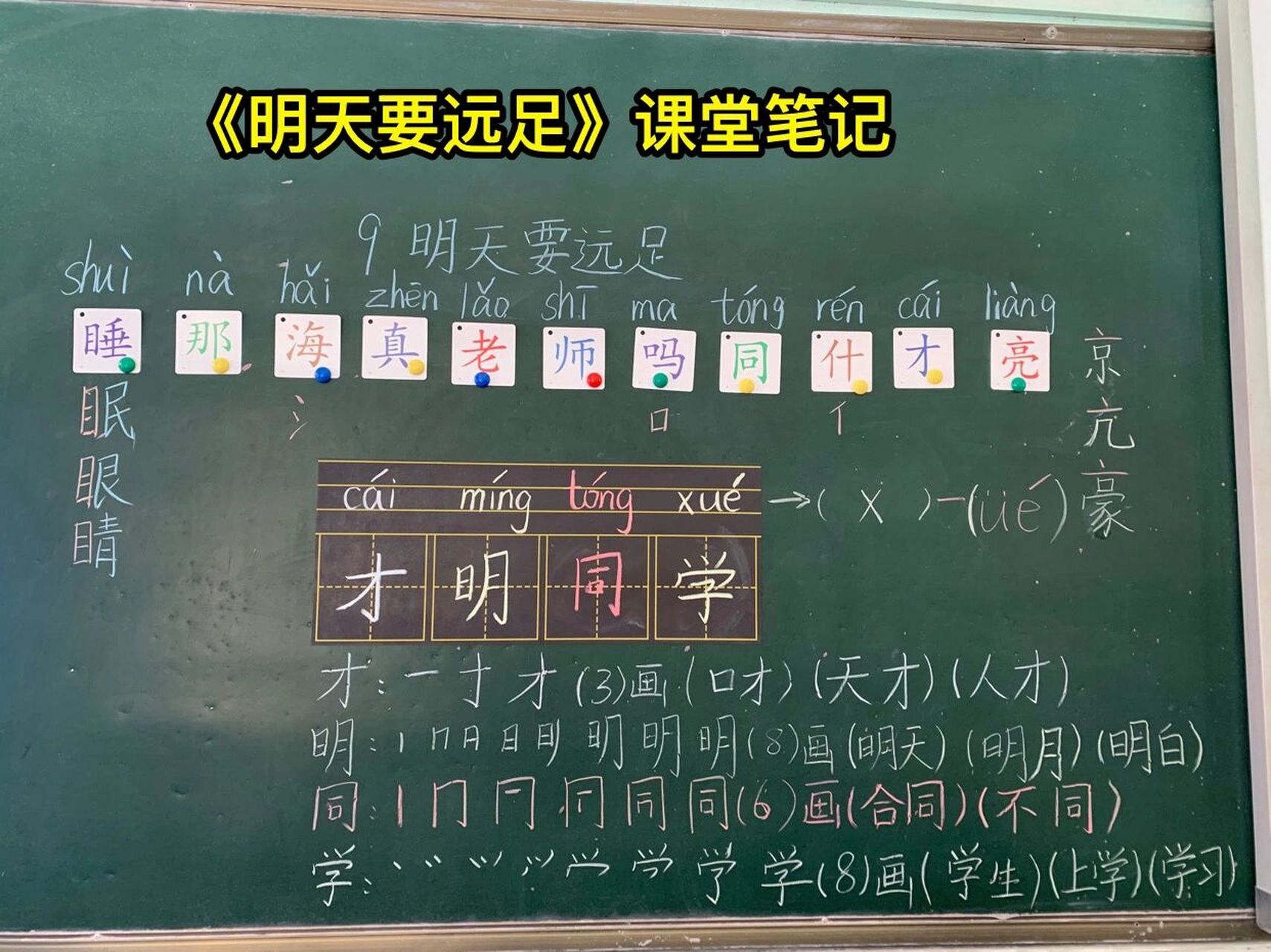 一年级上语文《明天要远足》课堂板书笔记 #一年级语文# #板书设计