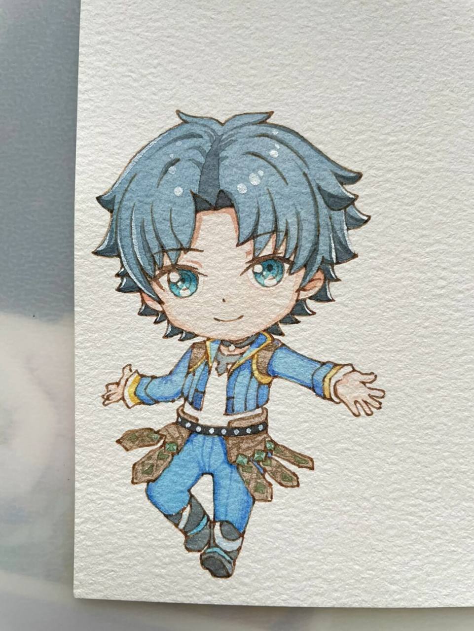 自制书签92钢笔淡彩唐三|附线稿上色过程 画了小舞当然也要画唐三呀