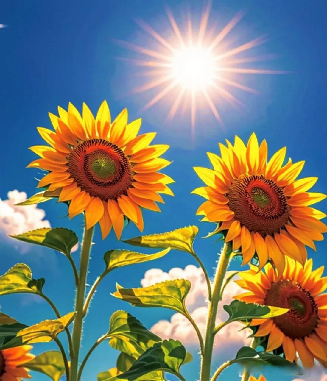 向日葵,在蓝天白云下绽放.向日葵盛夏之约 随拍漂亮花 花与生活