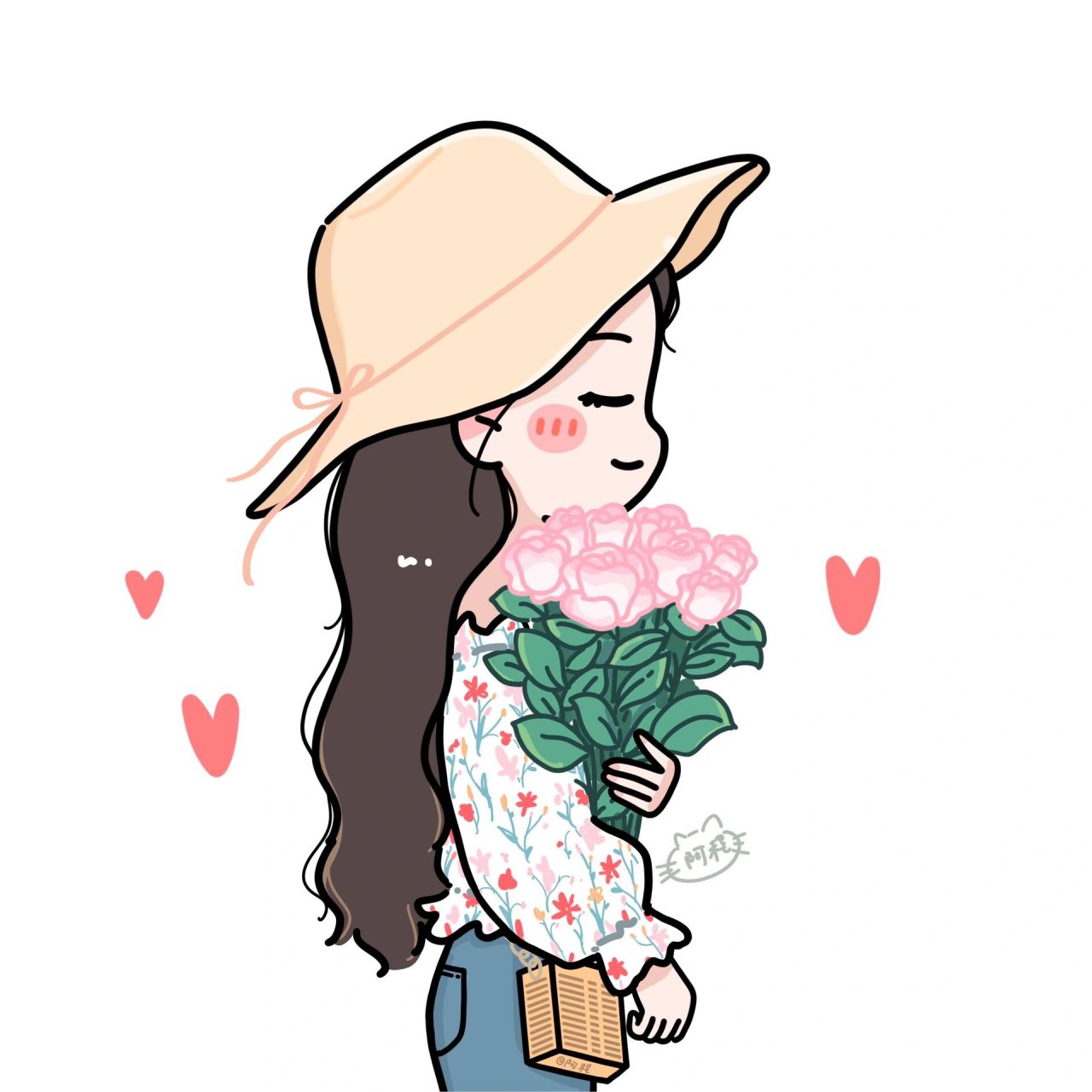 情侣捧花可爱头像7815 上次画的这张刘亦菲捧花头像很多留言要
