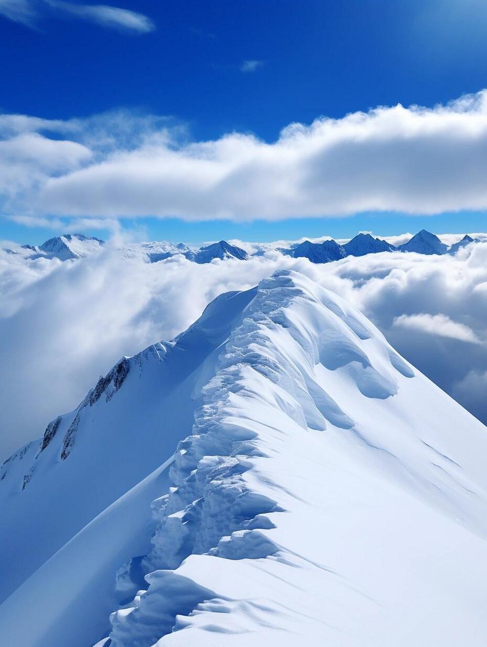 皑皑白雪,若浮云间图片