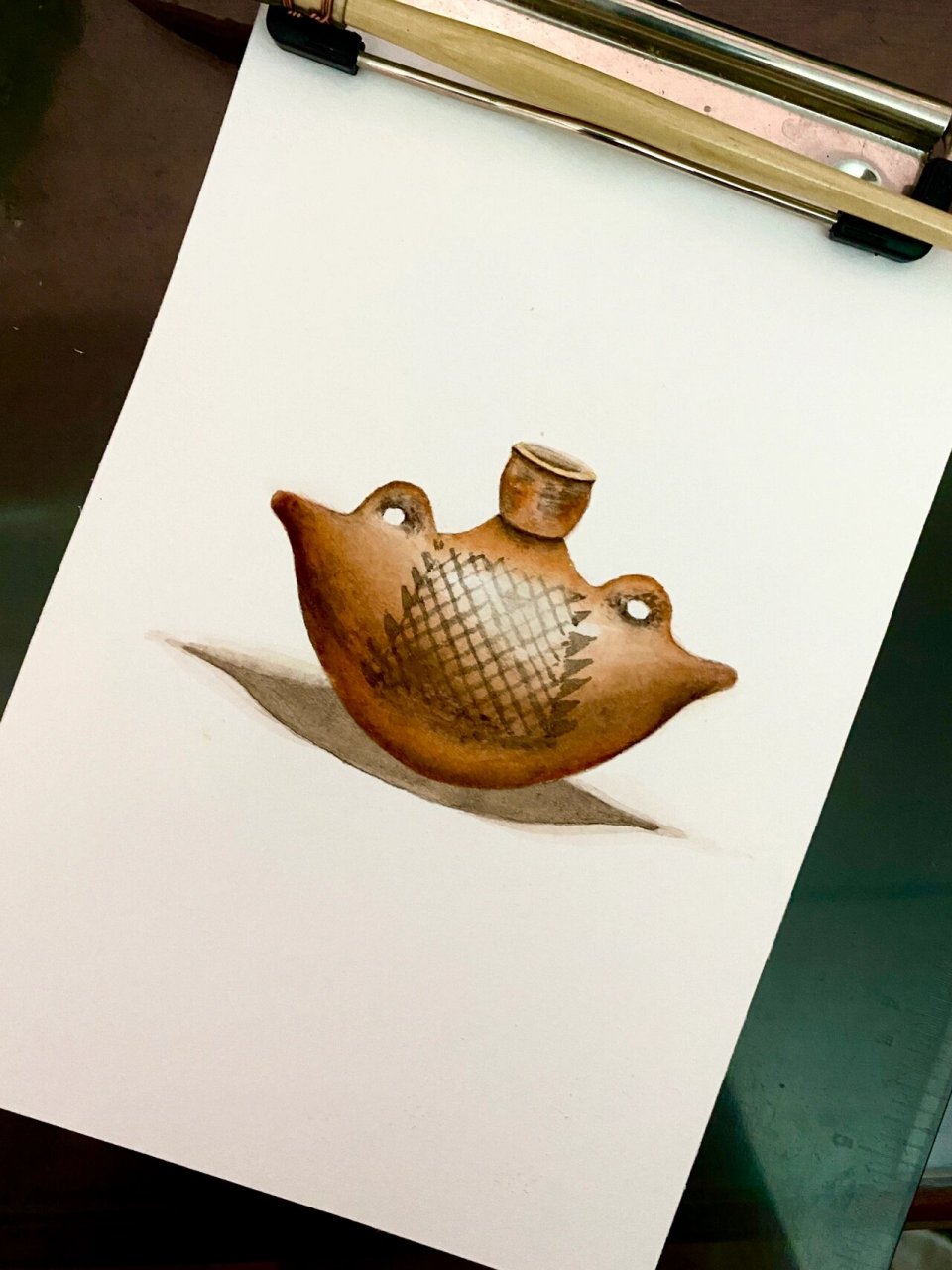 水彩船形彩陶壶 船形彩陶壶为1958年陕西省宝鸡北首