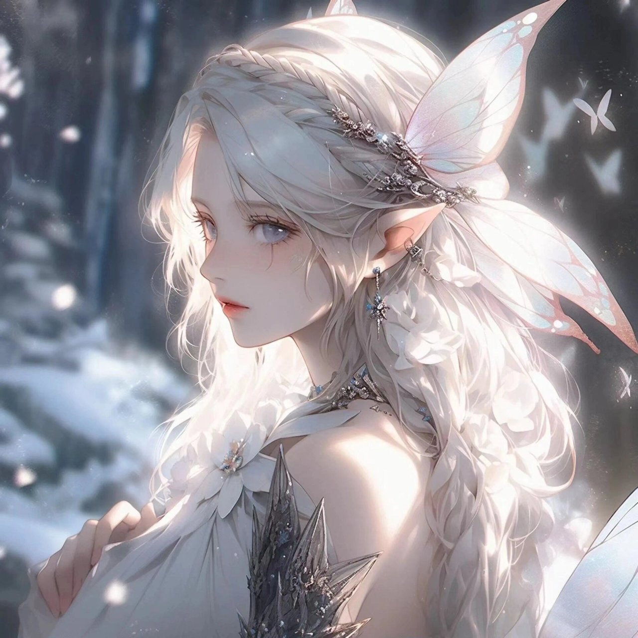 精灵系列41566|光影|女生头像 密林中奔跑的小精灵, 喃喃细语说些