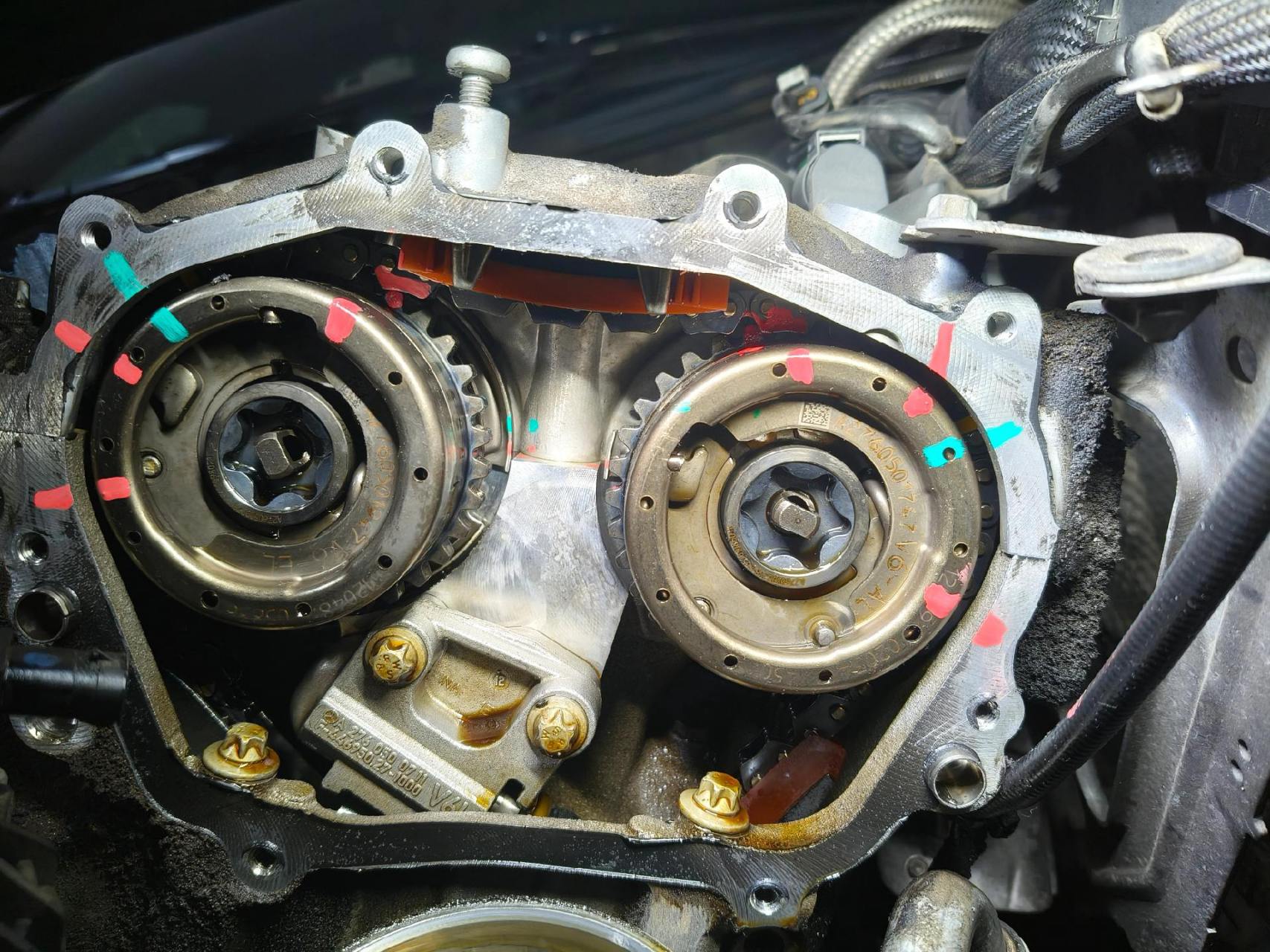 奔驰s350 276发动机更换正时轮和进气凸轮轴 自制喷油嘴拆装工具颜值