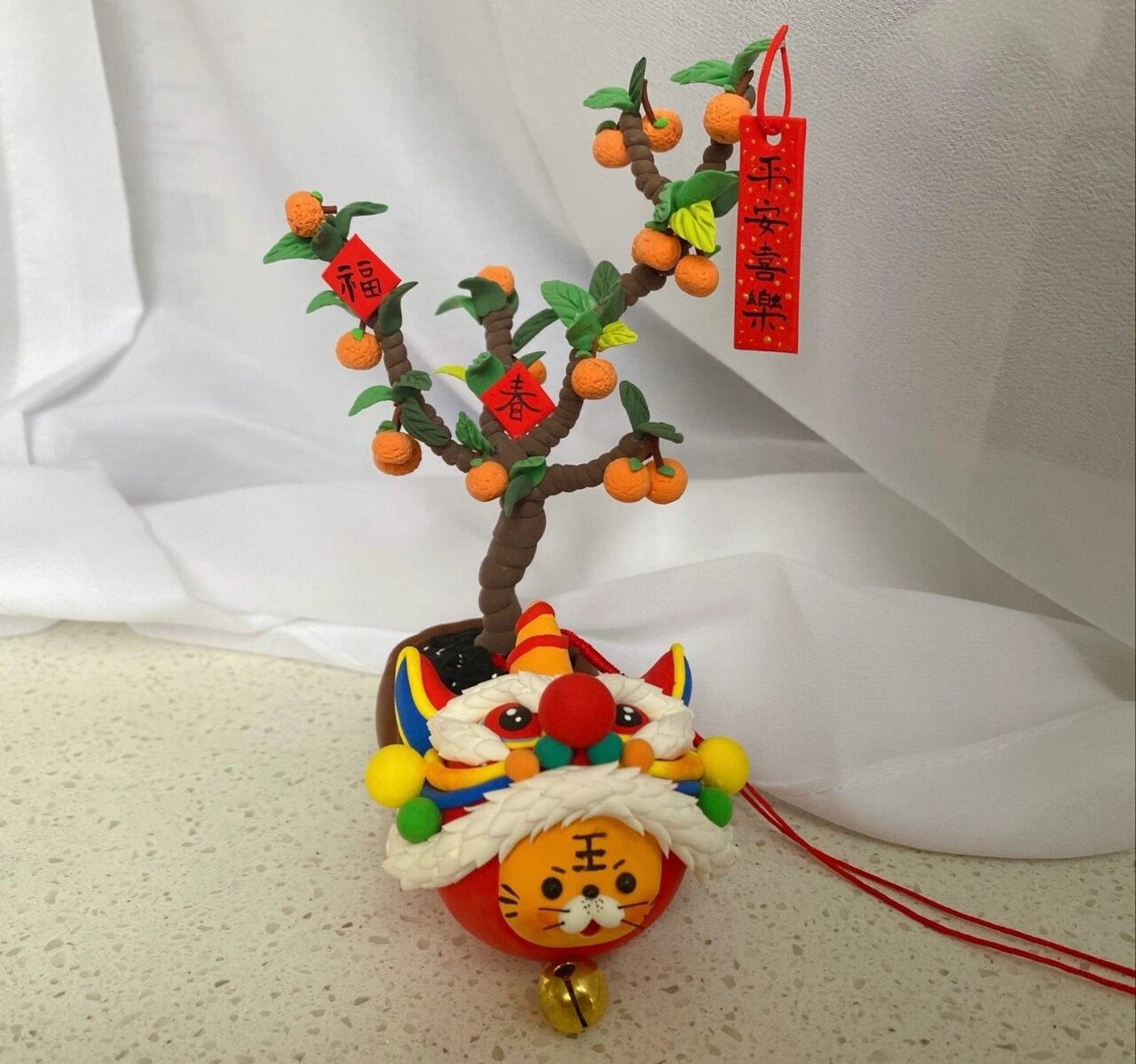 超轻粘土|桔子粘土 新年大吉大利摆件 #橘子# #超轻粘土# #我的粘土