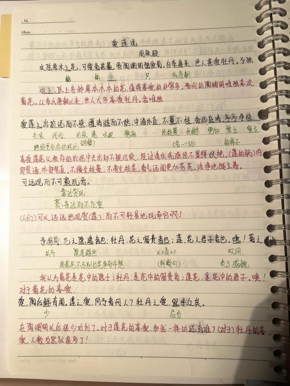 七下文言文《爱莲说》笔记 七下文言文《爱莲说》笔记