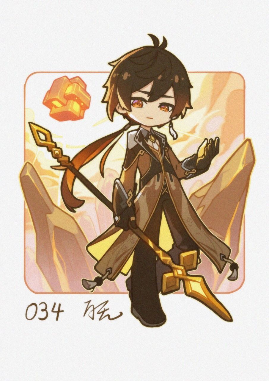 q版帝君(后翻有彩蛋) 一百次速写打卡,第034次, 又开始摸鱼啦……之前