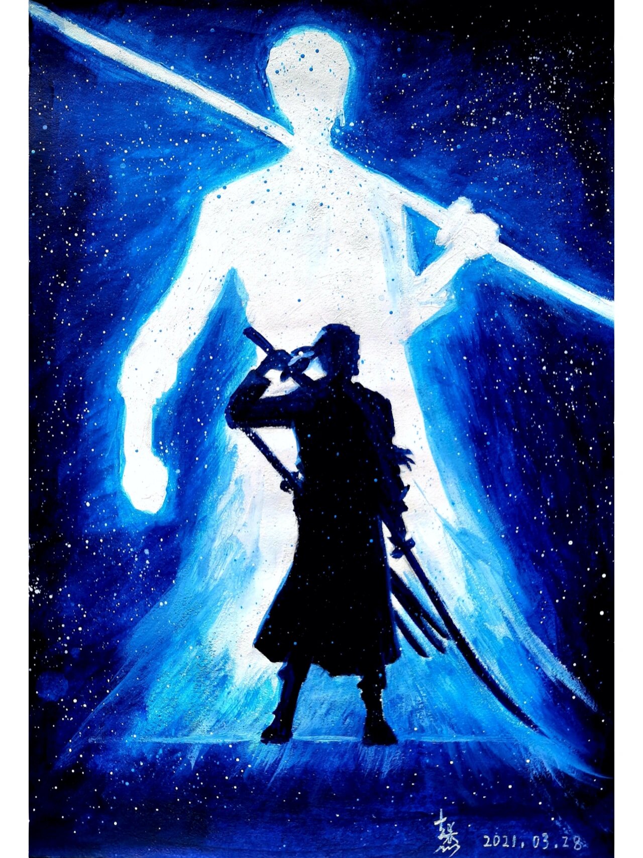 水粉画|海贼王|索隆手绘插画分享