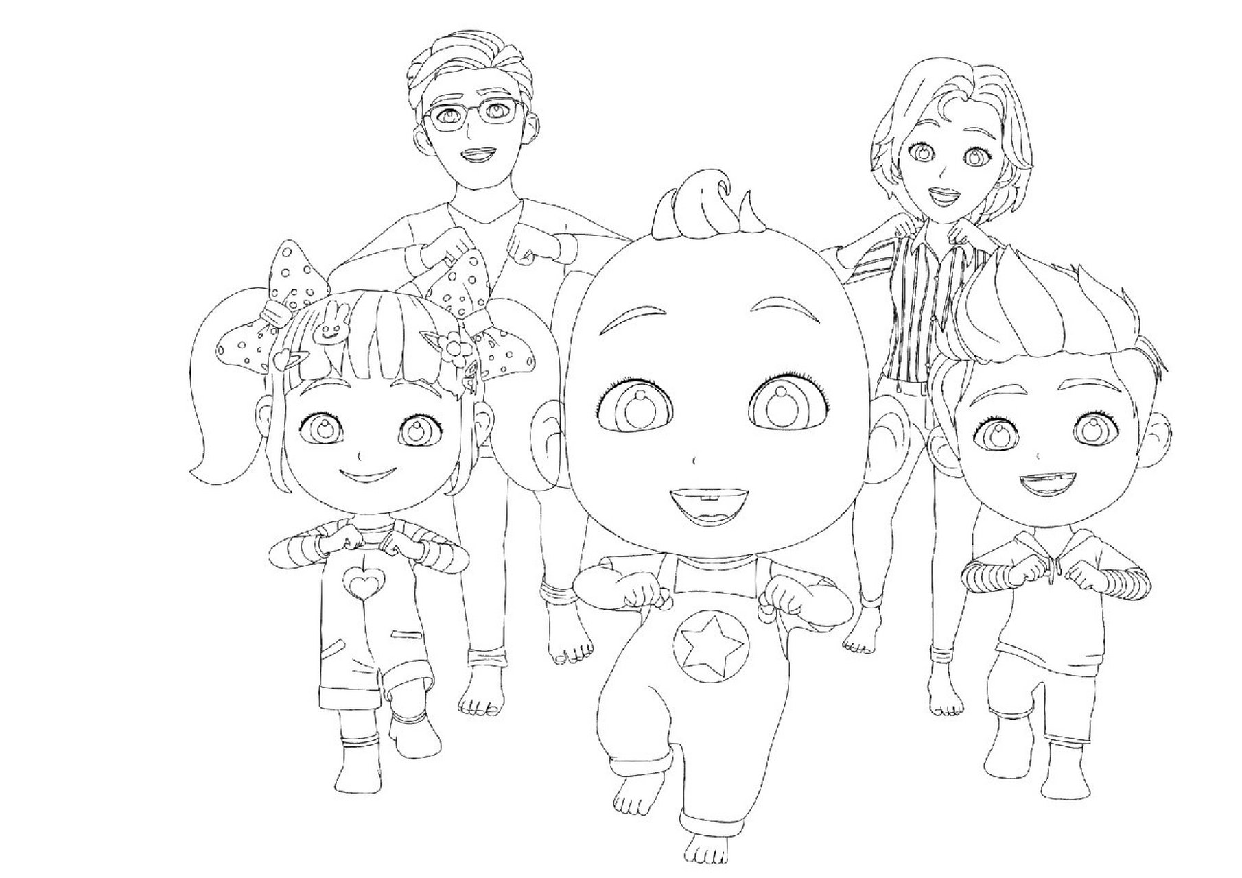 超级宝贝jojo全家福,涂色了.