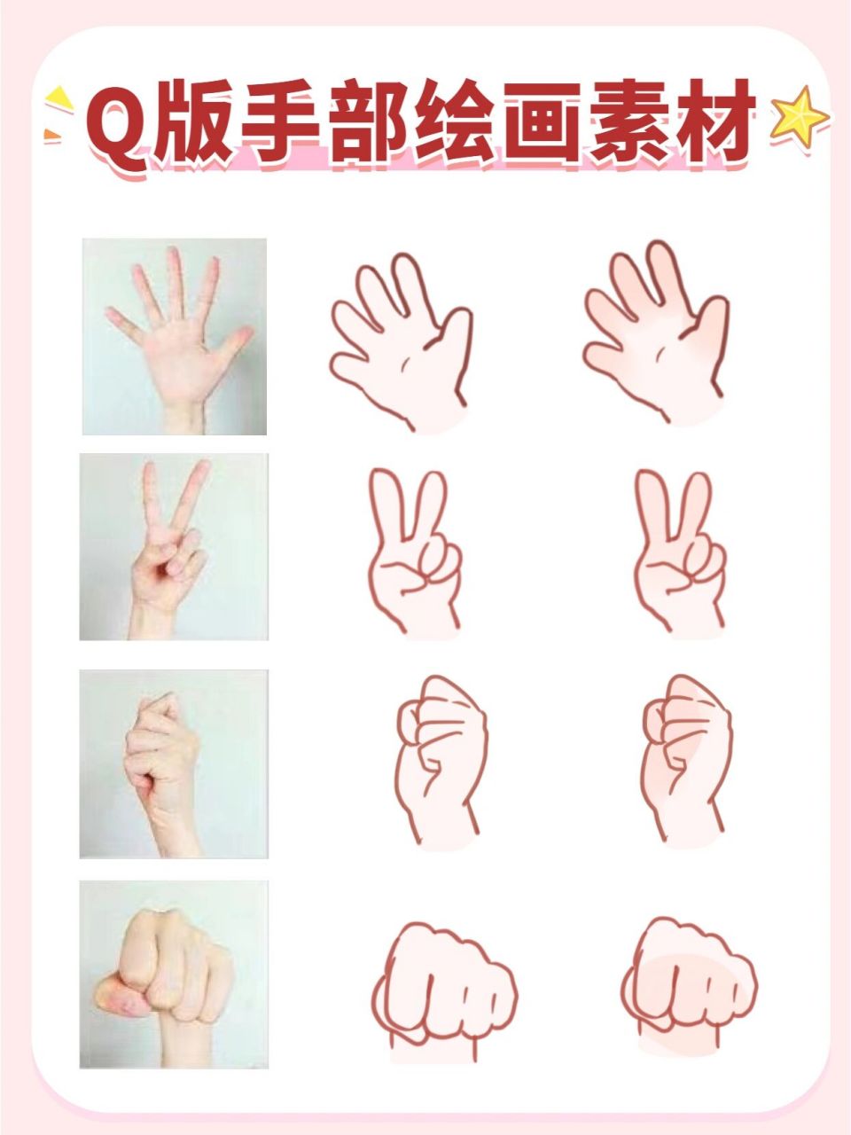 20个可爱q版手部绘画素材合集 让我看看还有哪个宝子不会画q版小肉手!