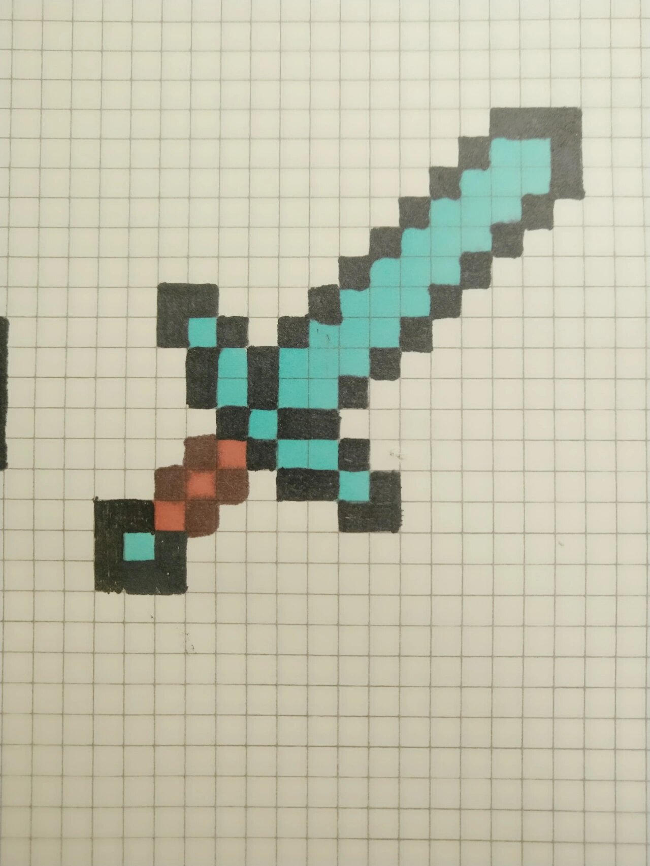 我的世界像素画 钻石剑,钻石镐和钻石斧