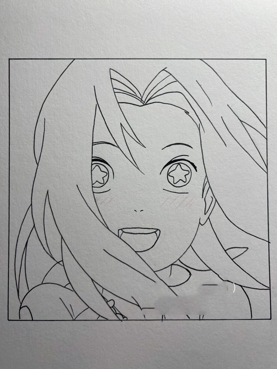 手绘|火影忍者·小樱94 附线稿过程 画一幅超可爱的小樱 7815