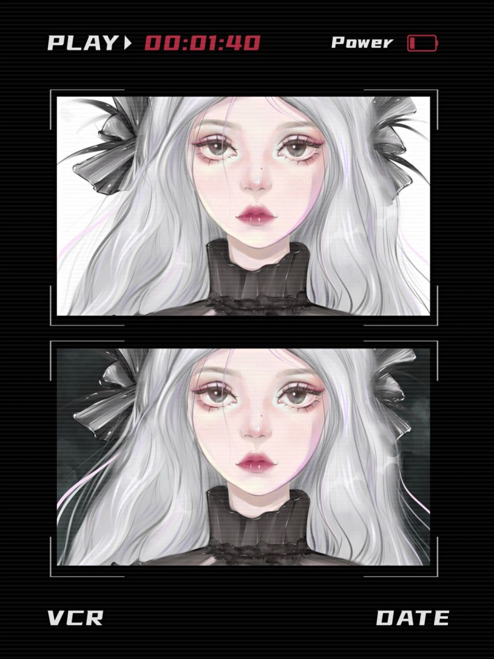 病娇系女生手绘头像(附过程) 绘画工具:ipad procreate 笔刷:头发线条