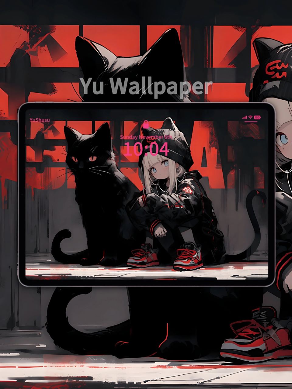ipad壁纸丨4k高清丨炫酷黑猫少女 2 82猫要帅帅的 93人得酷酷的