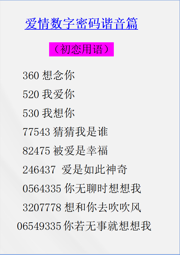 爱情数字密码2359图片