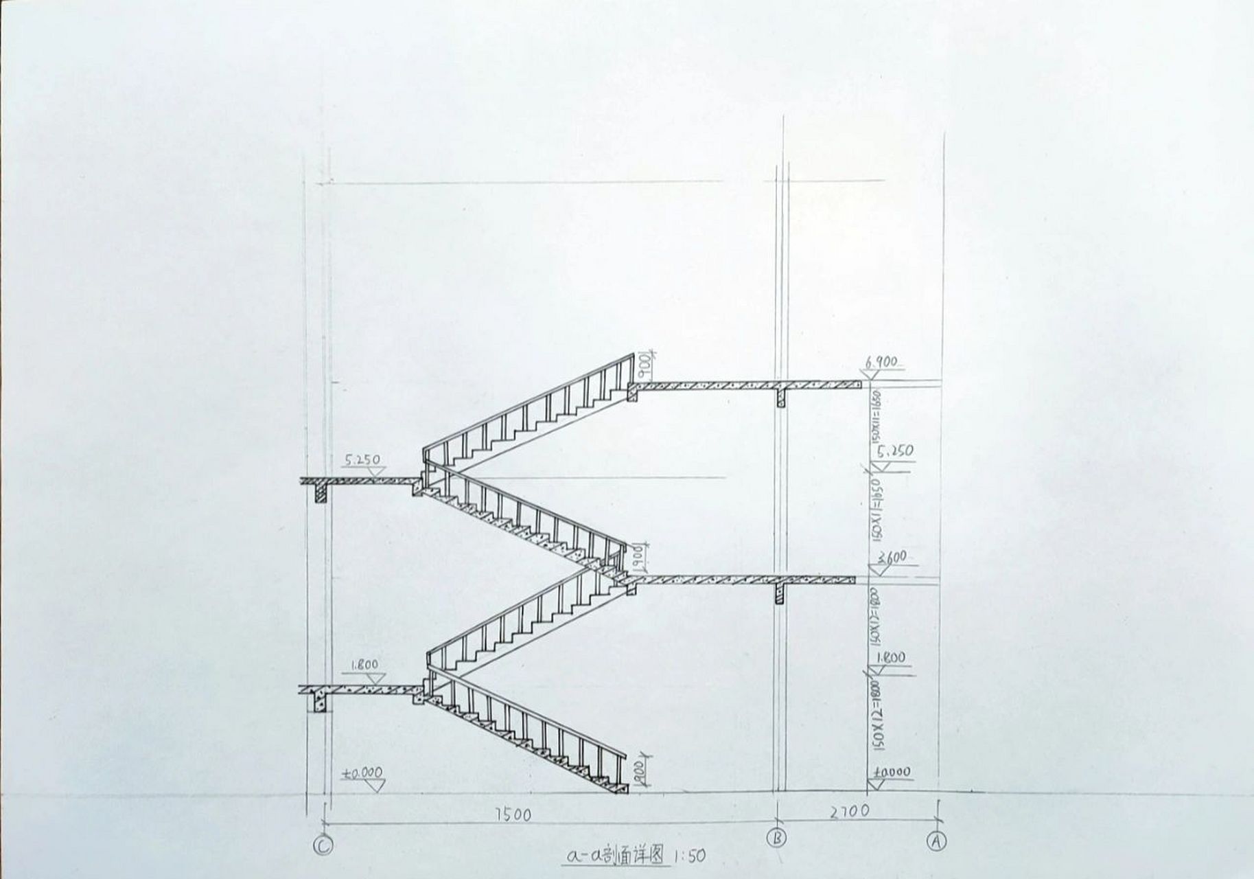 建筑构造—楼梯设计 第一次画楼梯,有点费劲.