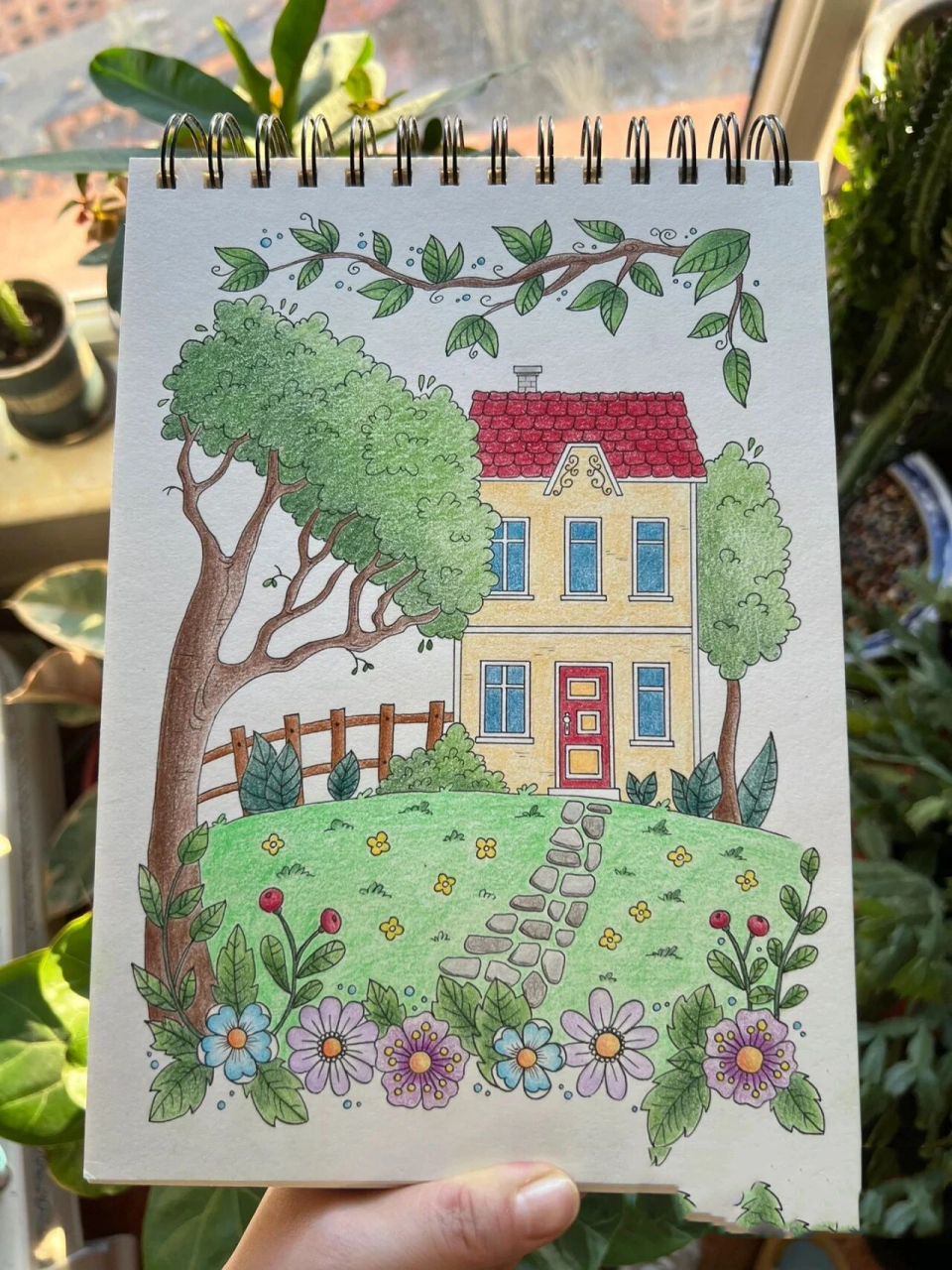 彩铅画简单房子图片