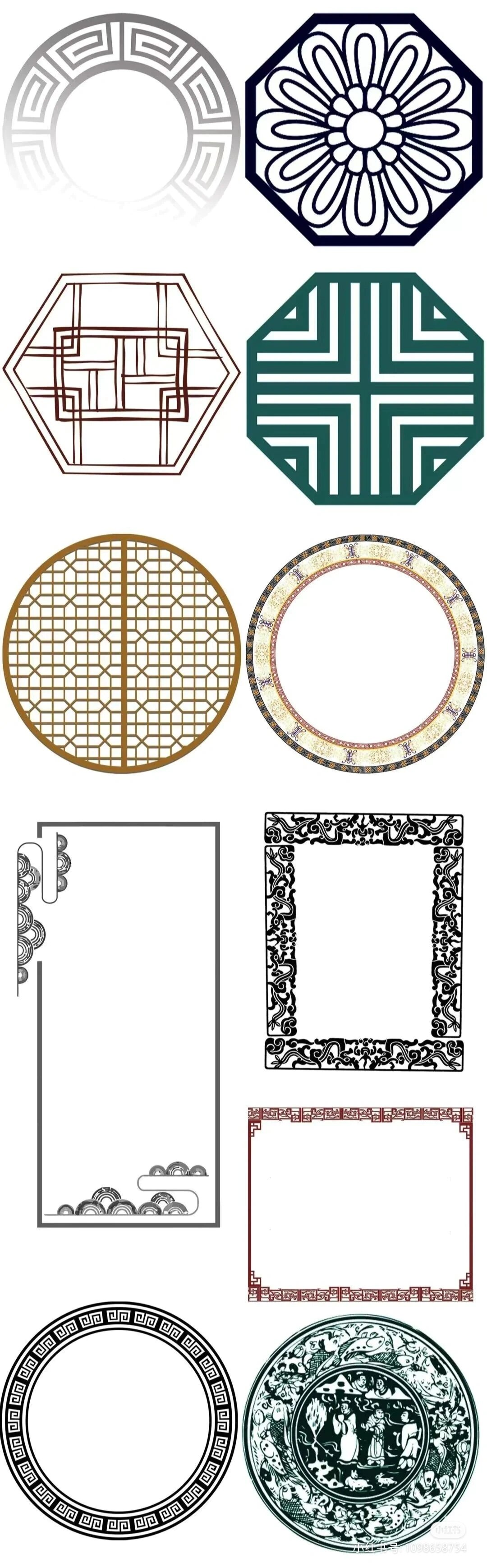 中国风花纹边框装饰古典中式图案底纹边框 古风古典传统花纹底纹边框