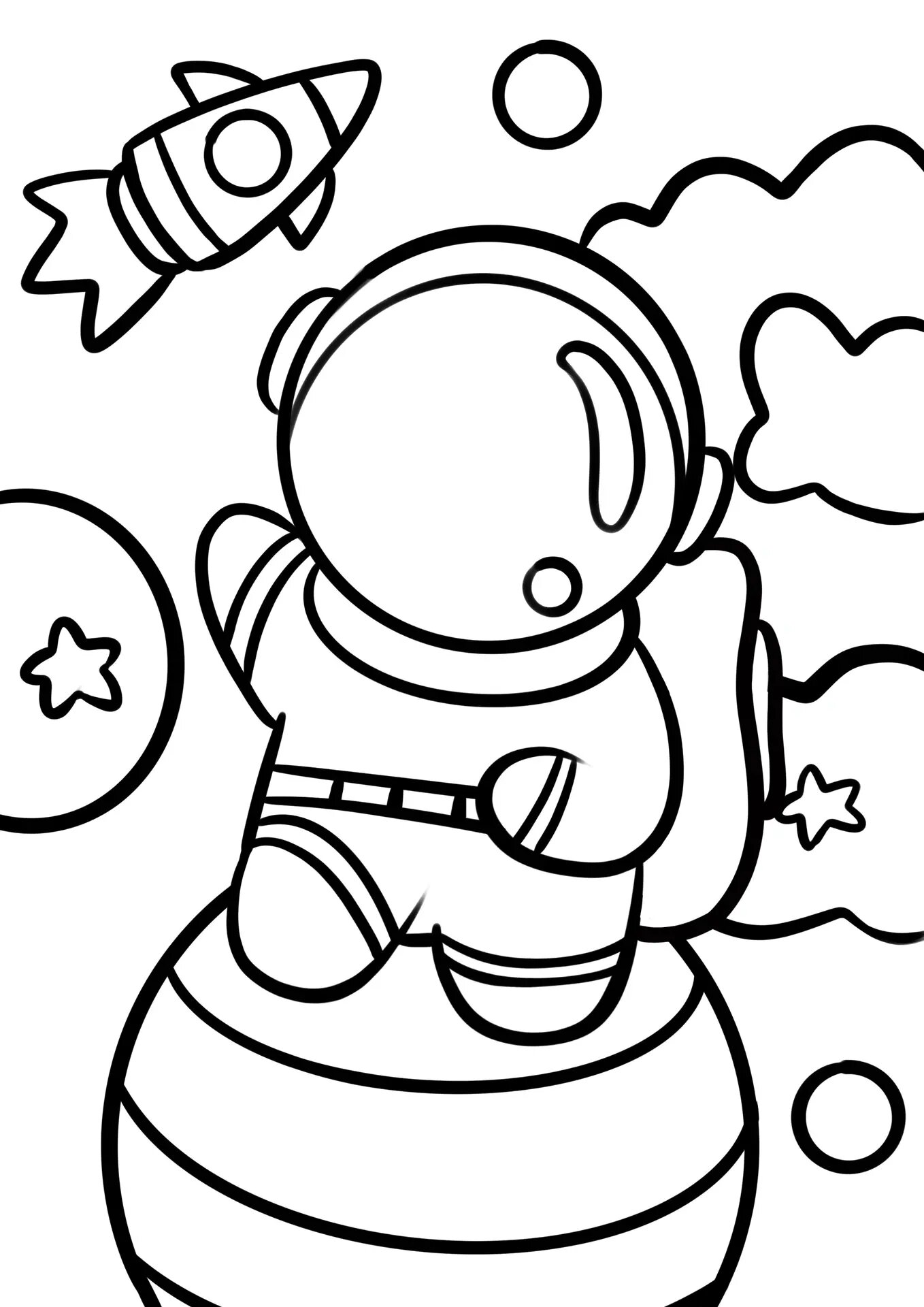 宇航员～外太空～儿童画 简单好看儿童创意画