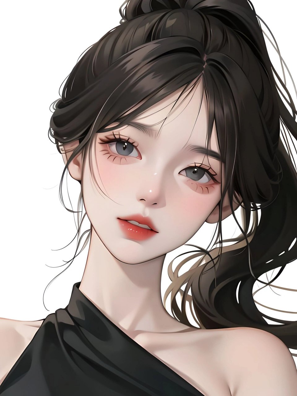 黑色高马尾篇 #新头像的魅力# #气质美女# #女生头像#  #动漫女生头像