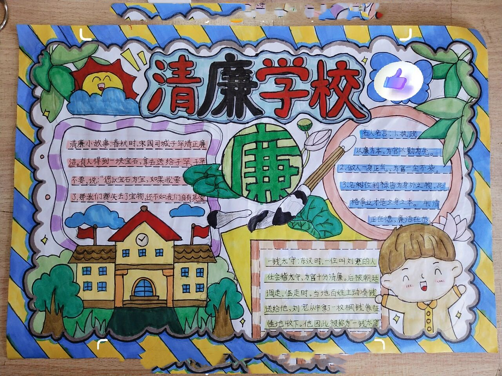 9375清廉学校手抄报,喜欢的进来看叭~ 用的纸是8k的,图案可能有点