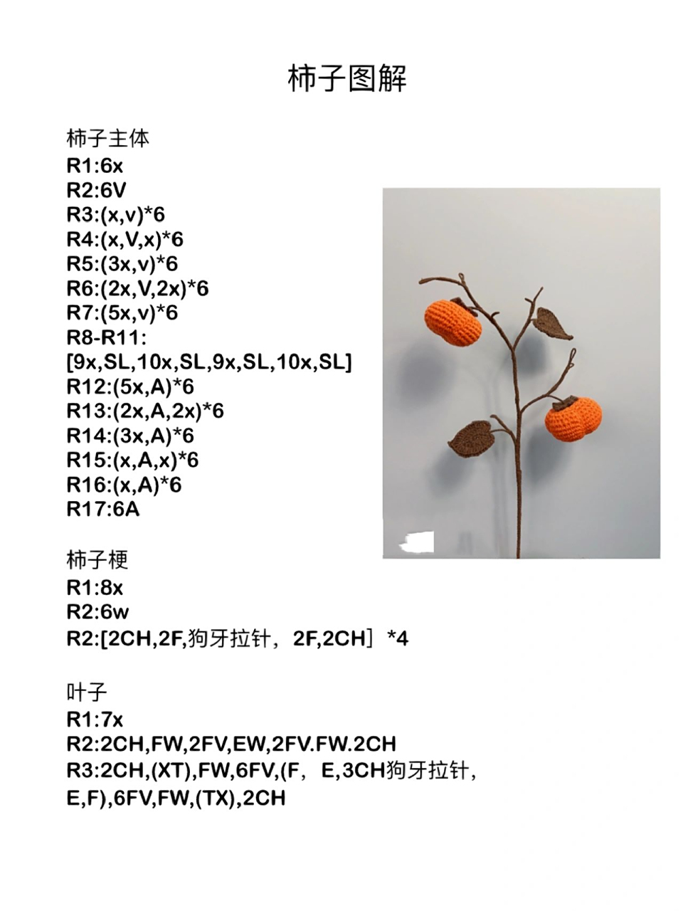 钩针编织柿子附图解 柿柿平安