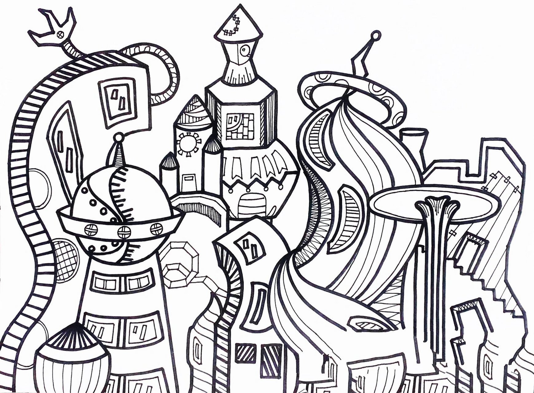 来自未来的房子   立体(附线稿)