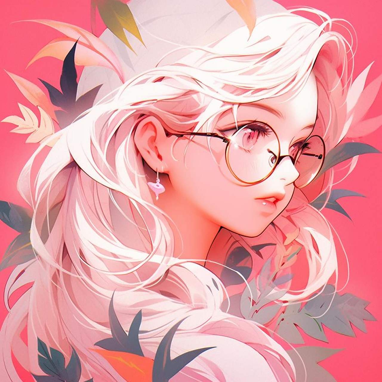 粉色系插图风女生头像 ai绘画头像女生头像