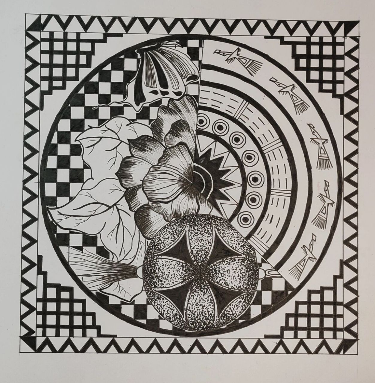 运用广西壮族的铜鼓与绣球元素,中国传统框架加以修饰.