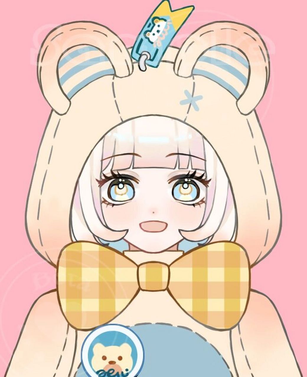 可爱仔仔熊捏～ 三个染色皮拟人头像(一口气 五月绘画打卡(3/30)